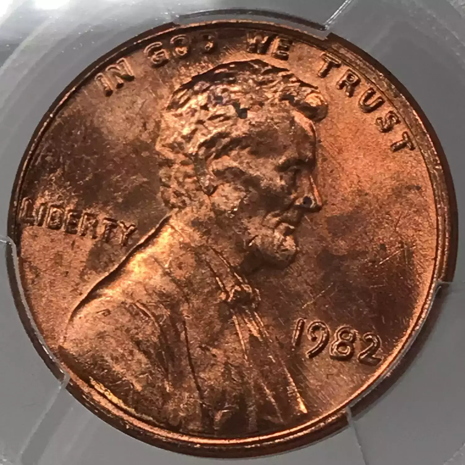1982 penny obverse doubled die error showing doubling on LIBERTY inscription and date digits — valuable DDO variety